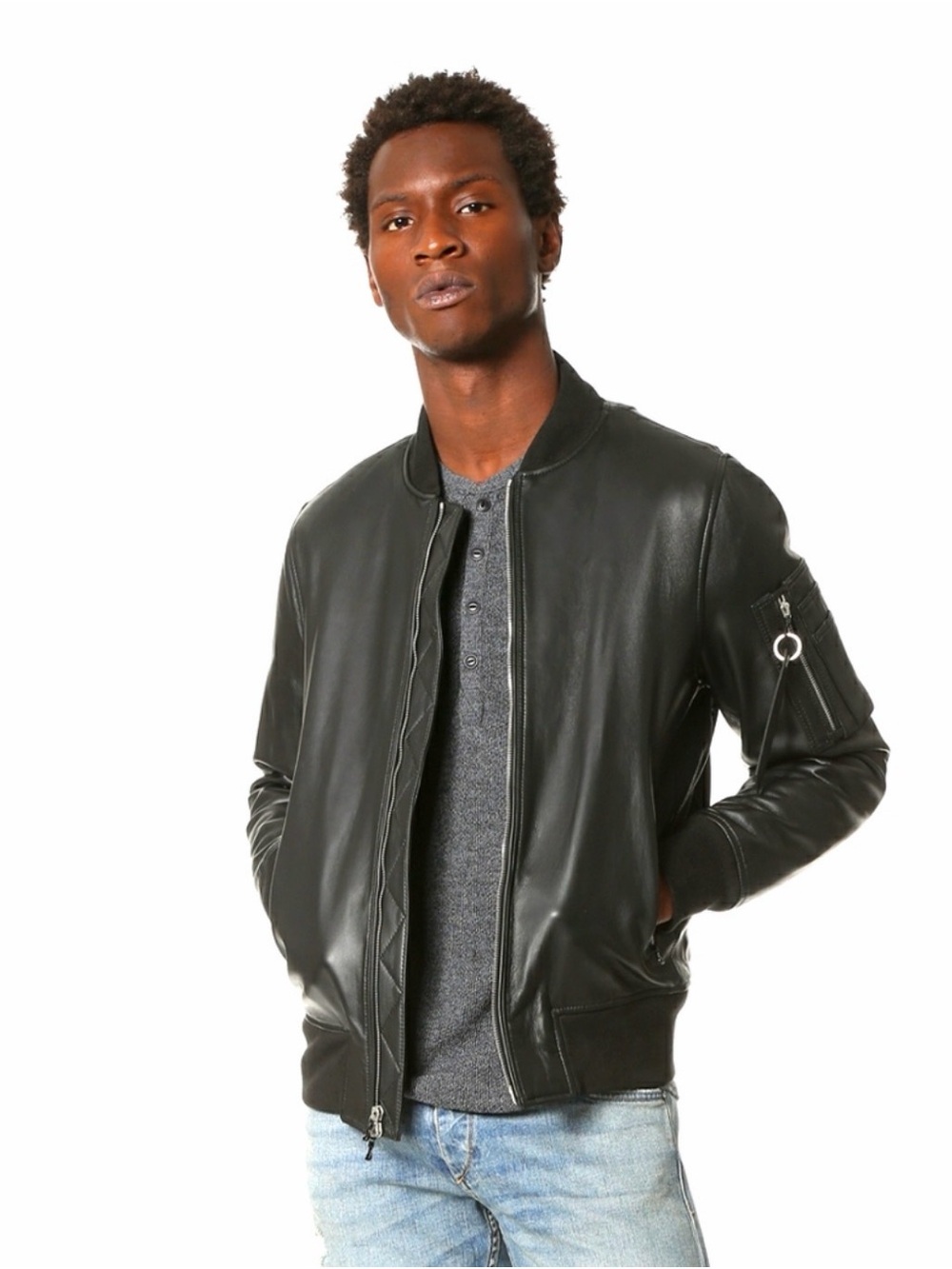 RARE Rag & Bone Leather Manston Bomber Jacket